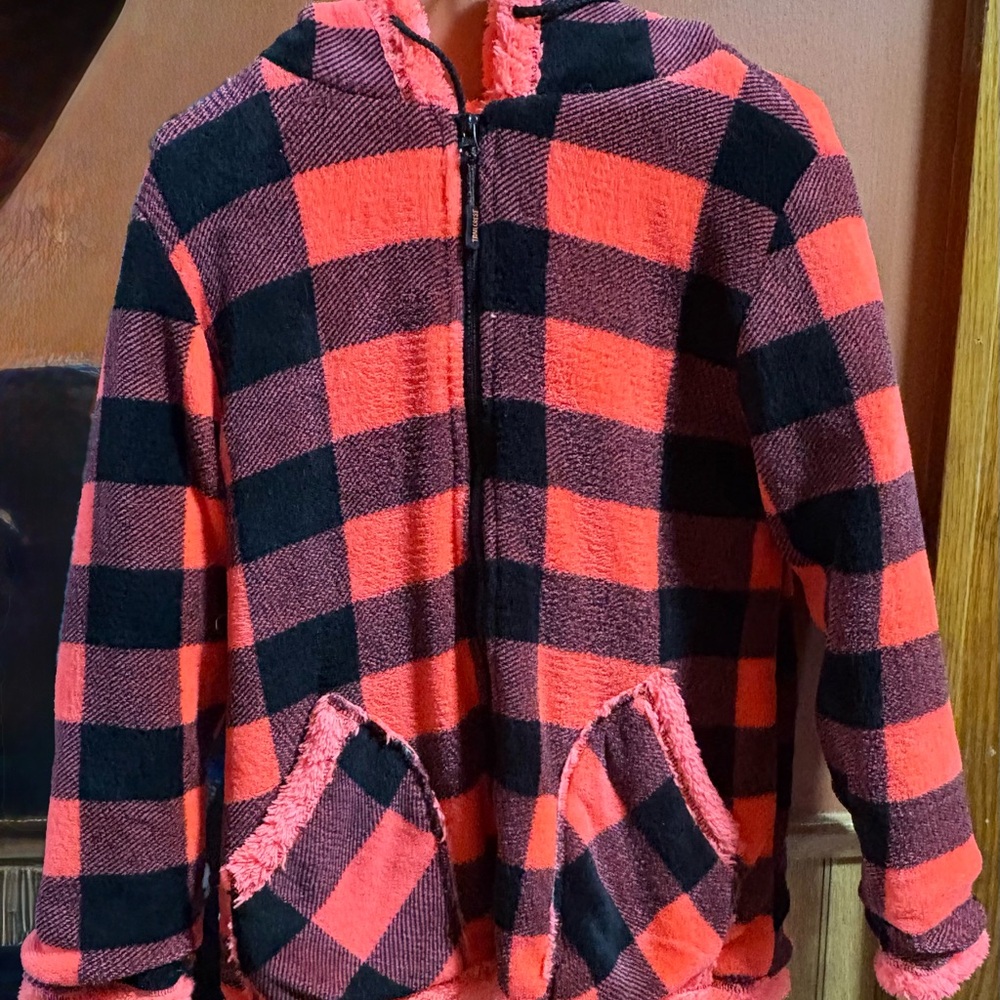 Plaid Sherpa Zip-up Hoodie